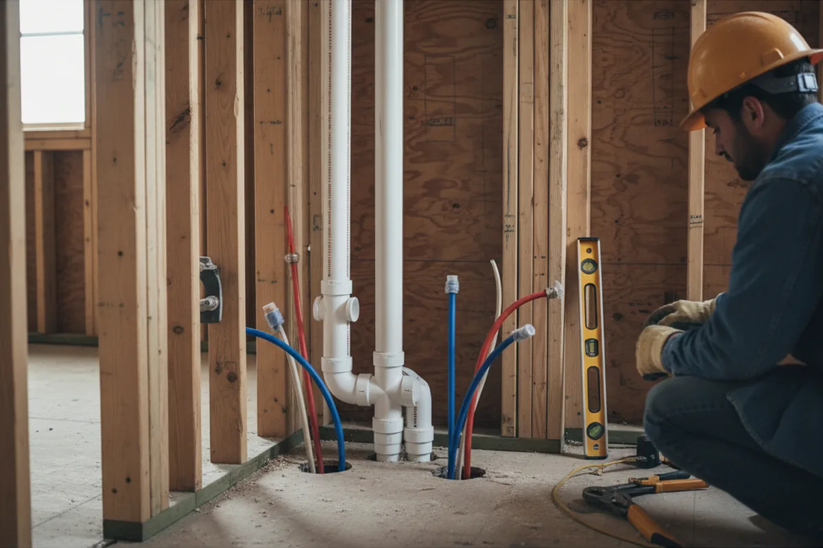 Drain and supply rough-in during Toilet Repair and Installation in Turner
