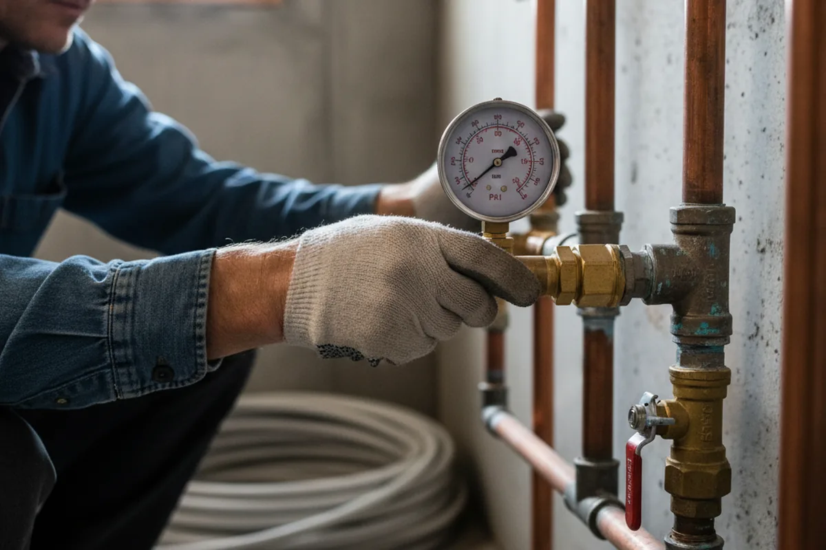 Pressure testing a repaired line during Water Line Repair in Turner