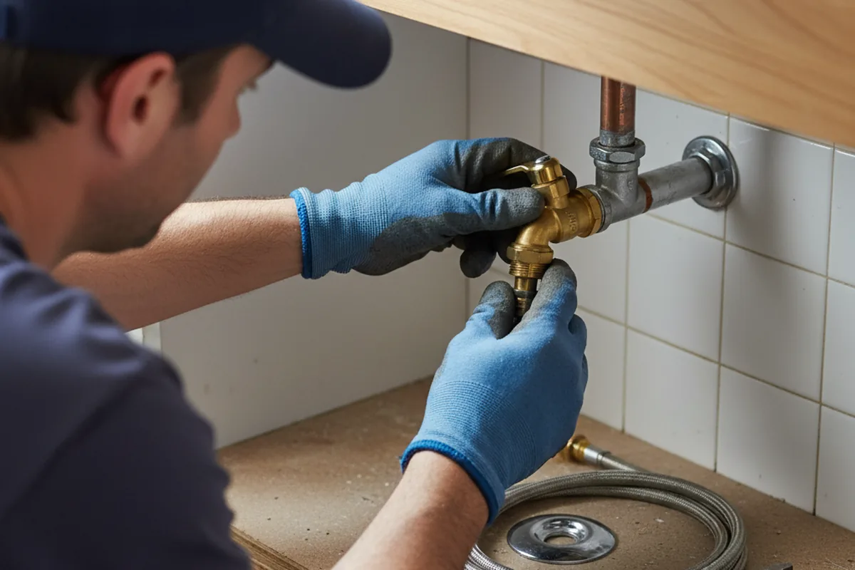 Shutoff valve and fitting work during Faucet and Fixture Repair in Turner